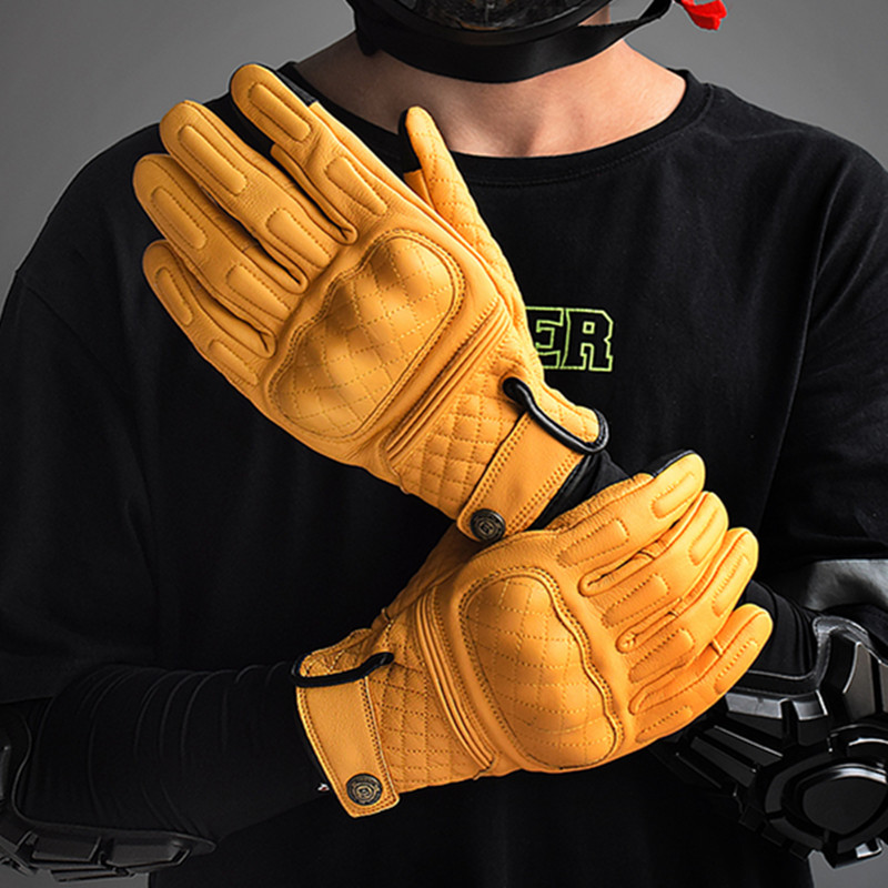 Motorcycle Gear On Sale - Retro Leather Motorcycle Gloves Full Finger