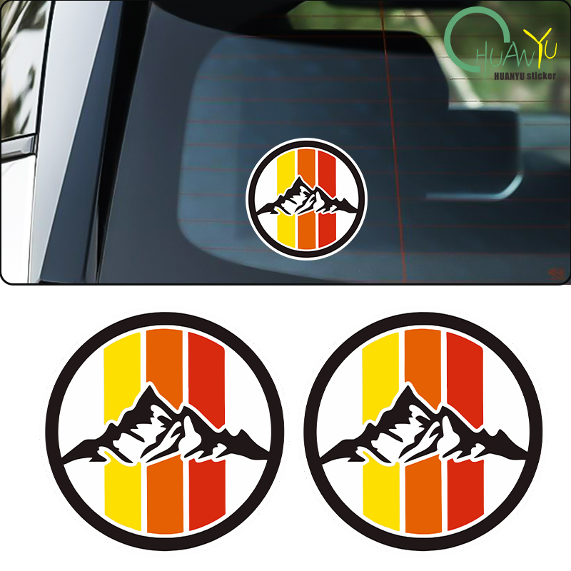Motorcycle Gear Pattern - Retro three-color striped snow mountain SUV