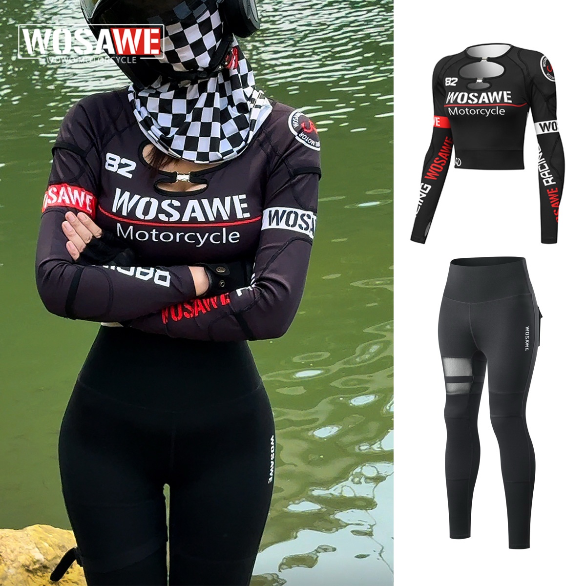 Motorcycle Gear Jacket And Pants - WOSAWE Summer Women Slim Motorcycle Jacket