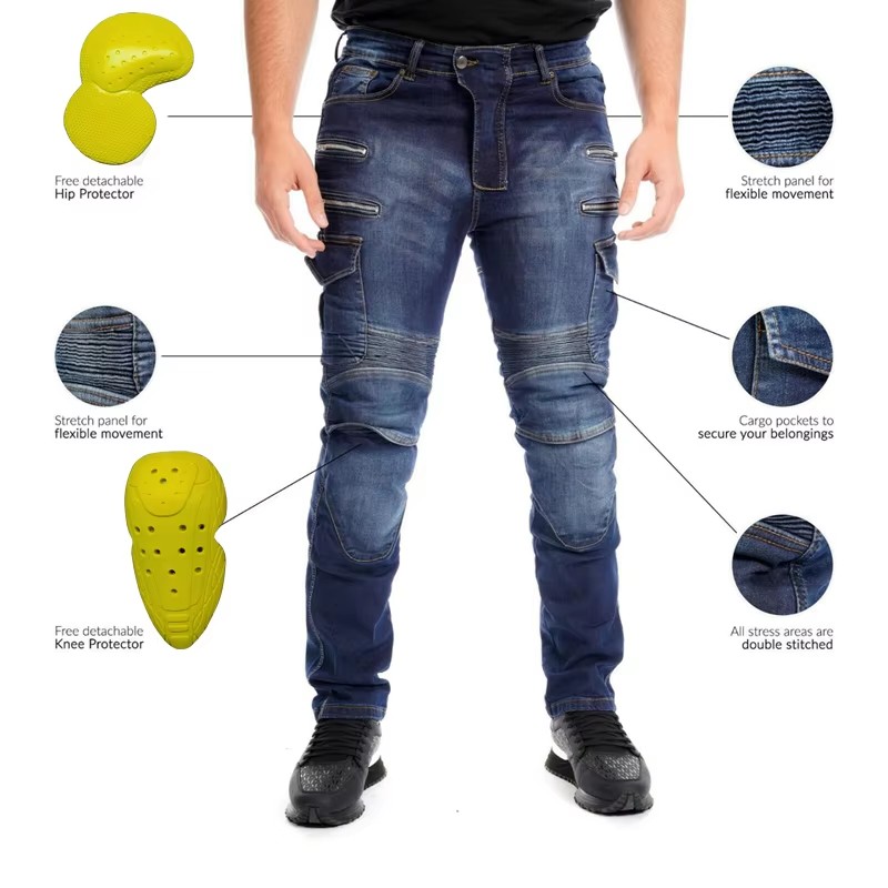 Aramid Motorcycle Pants Men Zi - огляд і ціна Motorcycle Gear Blue